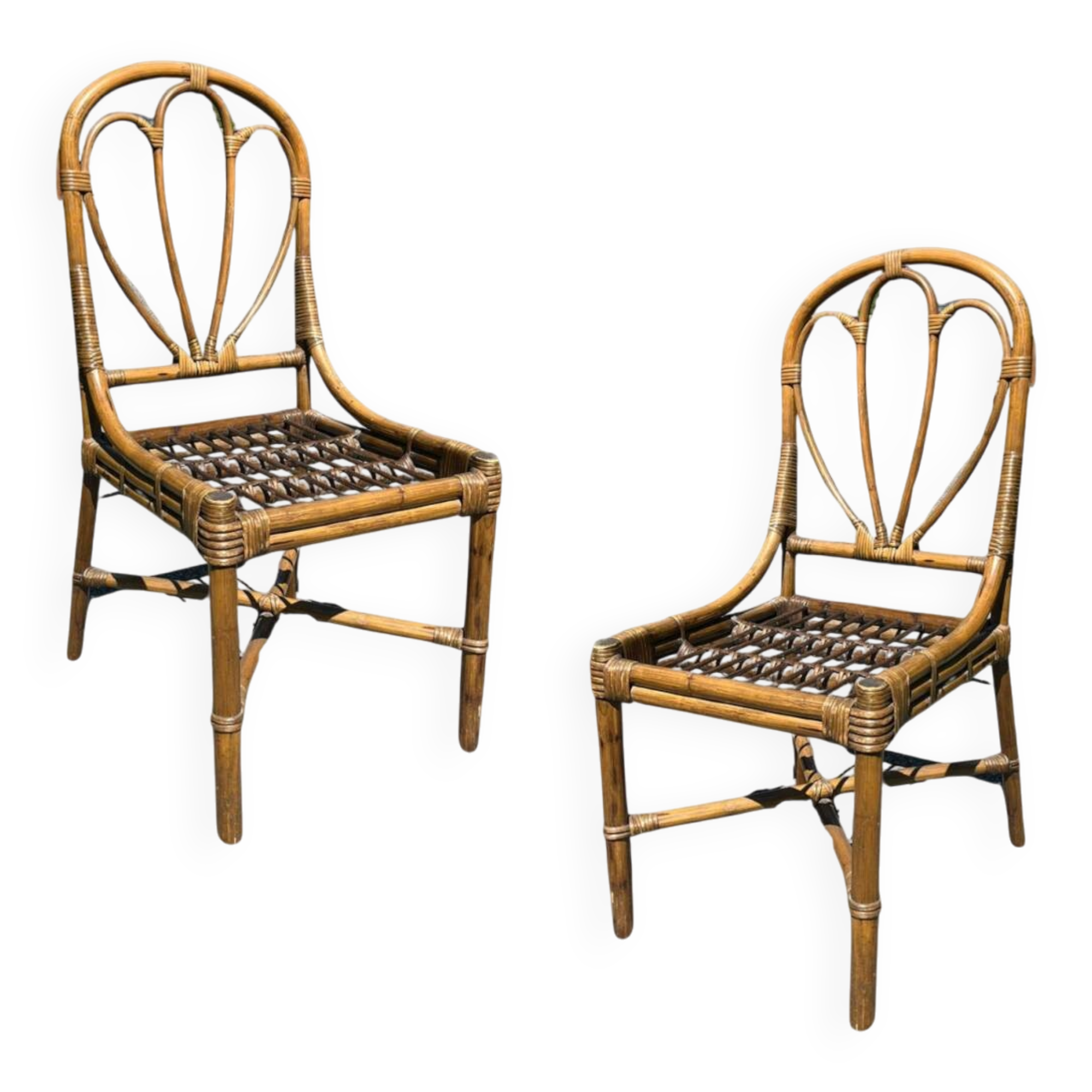pair of rattan chairs 1960