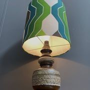 Ceramic table lamp green shade by  Hustadt-leuchten 1970s