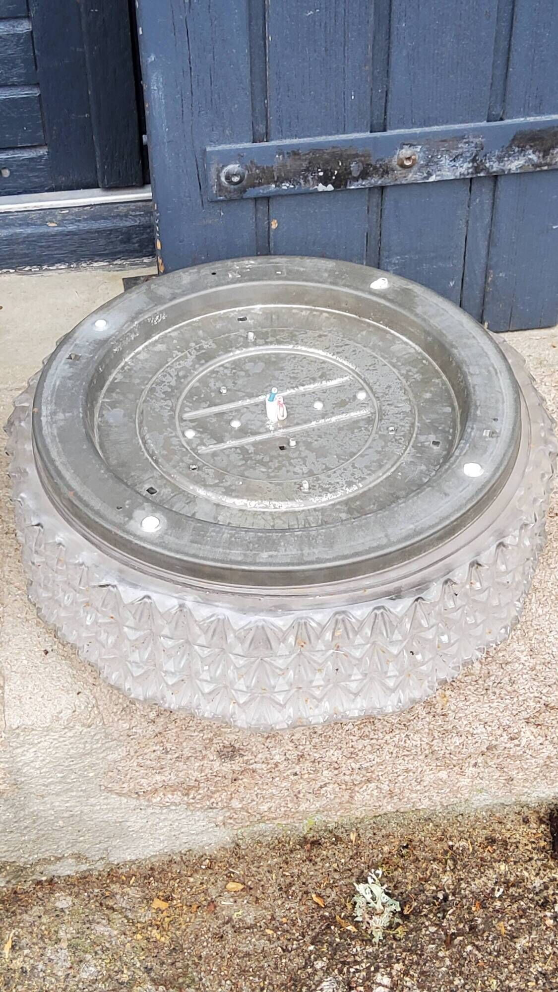 Set of 2 Erco ceiling lights from the 60s in diamond-tipped glass Diameter 35cm