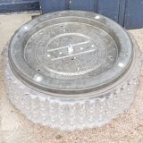 Set of 2 Erco ceiling lights from the 60s in diamond-tipped glass Diameter 35cm