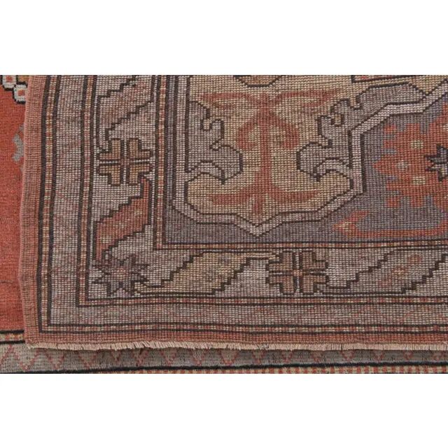 Vintage Turkish hand-knotted wool cotton red area rug 259x351