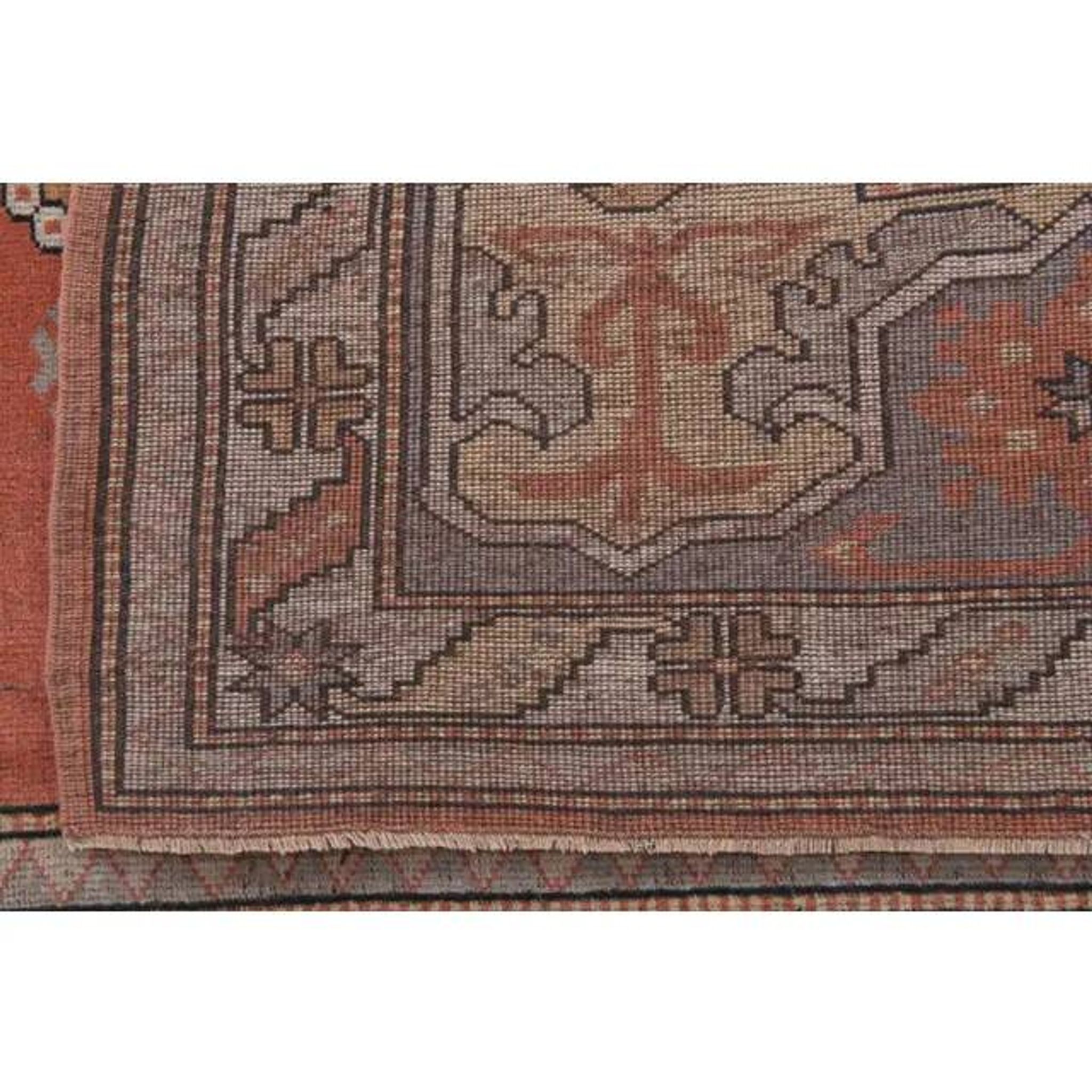 Vintage Turkish hand-knotted wool cotton red area rug 259x351