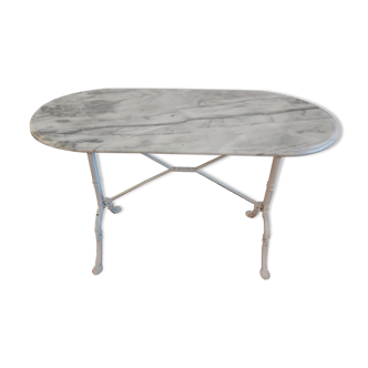 Table de bistrot marbre et fonte