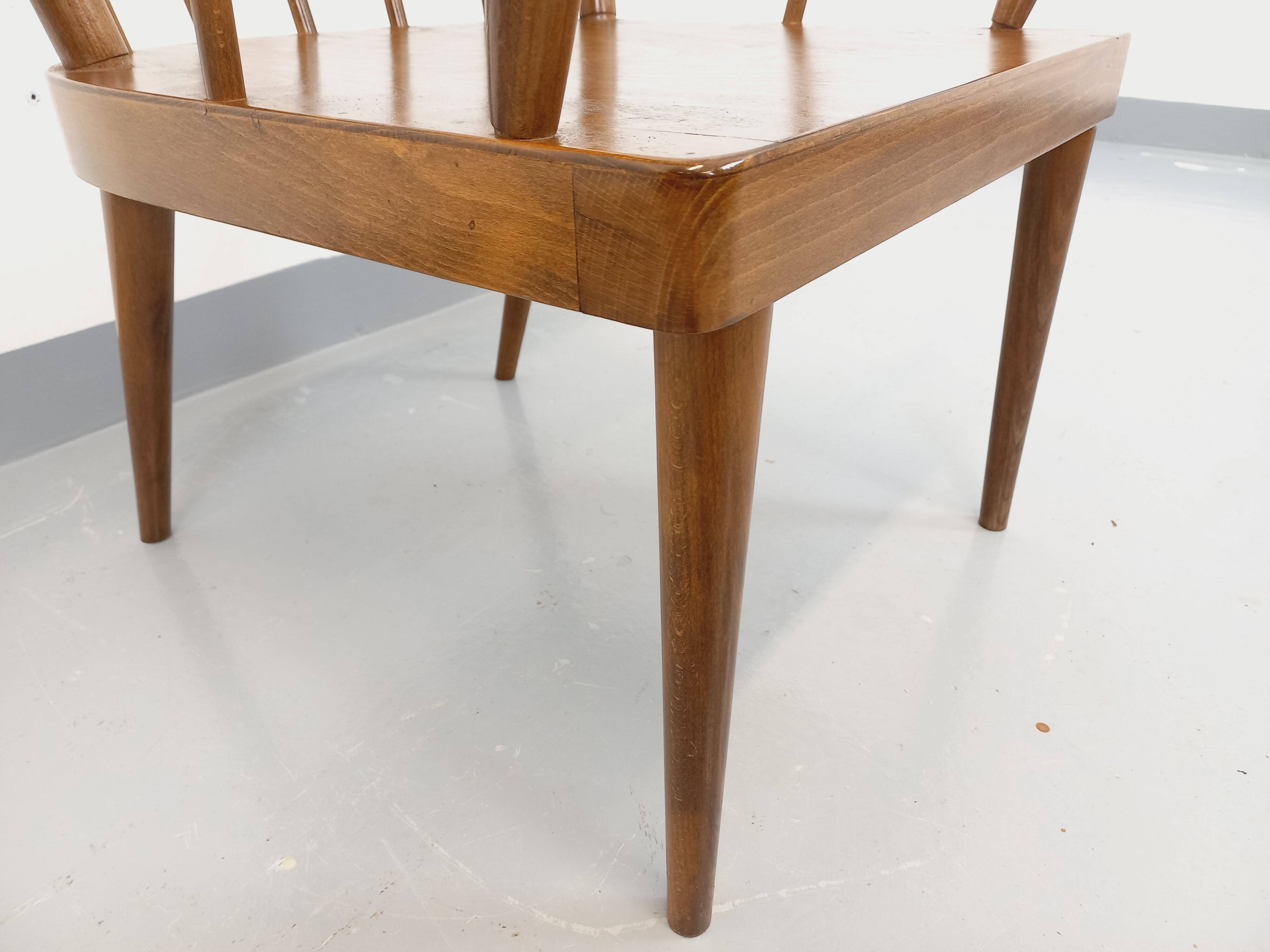 Vintage Baumann wooden armchair, Fan model, from the 60s