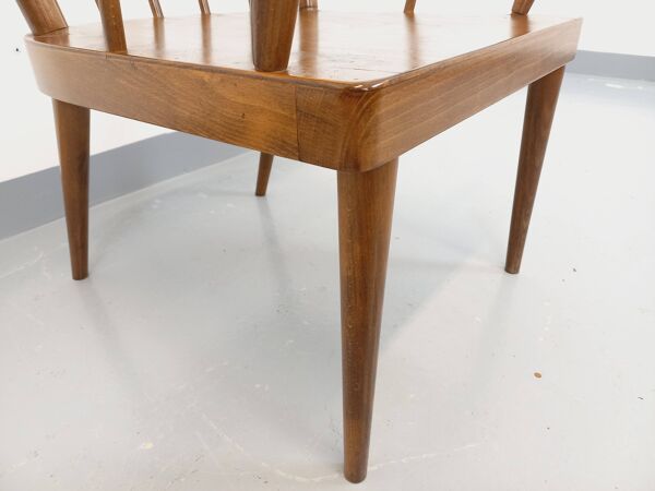 Fauteuil en bois vintage Baumann modèle Éventail des années 60