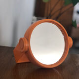 Orange plastic makeup mirror Vintage year 70