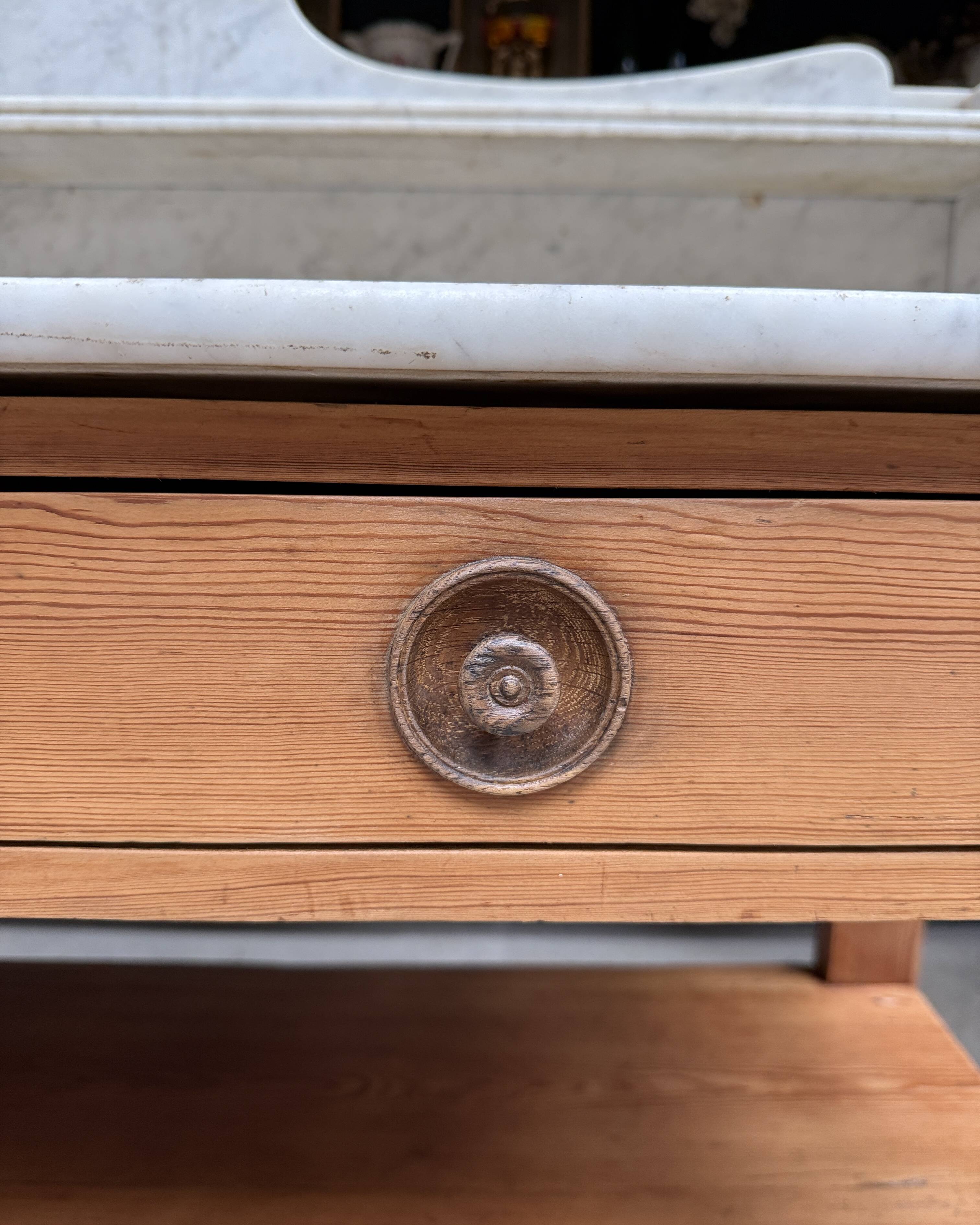Antique pine and marble toilet furniture (renovated)