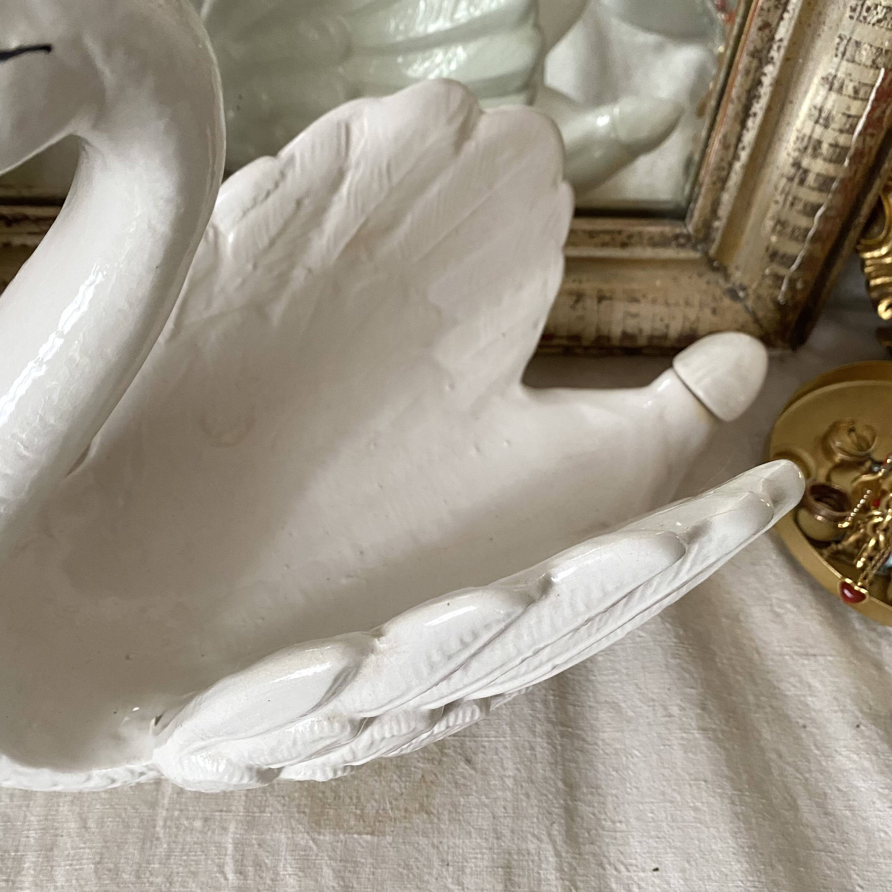 Vintage ceramic grand swan, antique carafe.