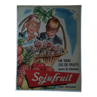 A fruit juice color advertisement brand Sojufruit children from a period magazine
