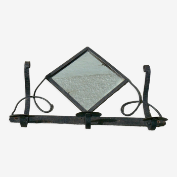 Coat rack wrought iron mirror Art Deco