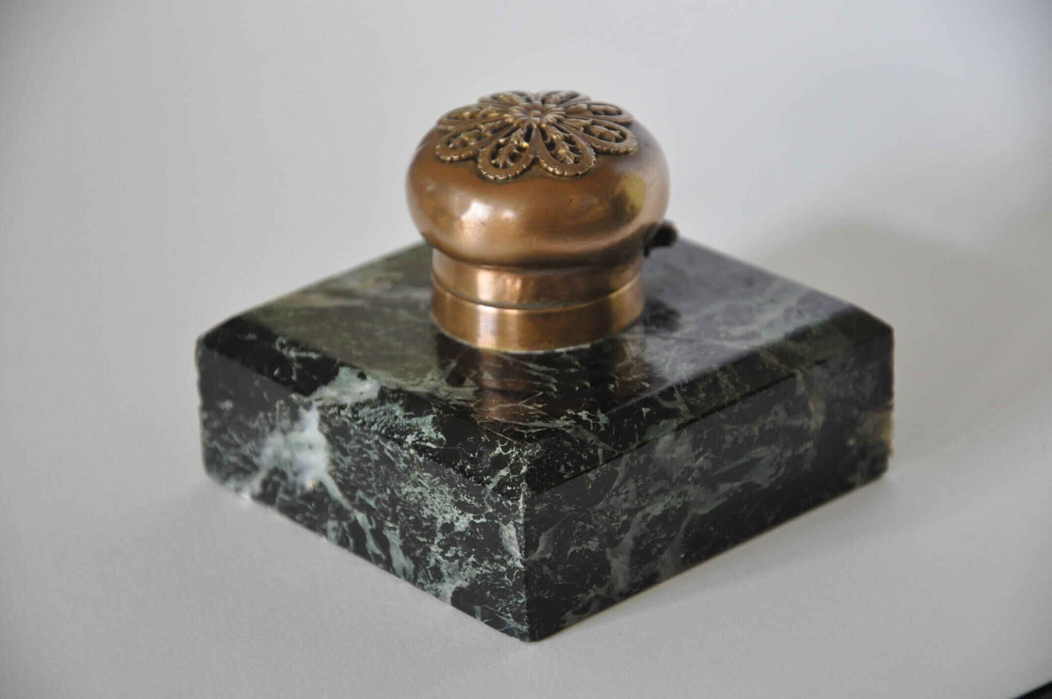 Encrier ancien marbre et bronze