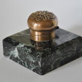 Encrier ancien marbre et bronze
