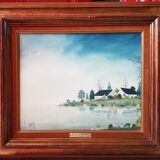 Oil on canvas signed Bruno d'Aragon - "Stormy sky over the Briere" 32 x 38 cm