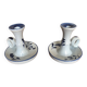 Old pair of hand candlesticks st clément céramique bleue france #a266