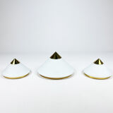 Hollywood Regency Brass and Opaline Glass Ceiling/Wall lamp by Glashutte Limburg, 1970s