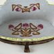 Art Nouveau ceramic platter with glazed golden finish in decorative metal frame, European