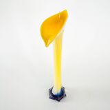 Yellow vase, Murano glass, Italian design, 1970s, made in Italy