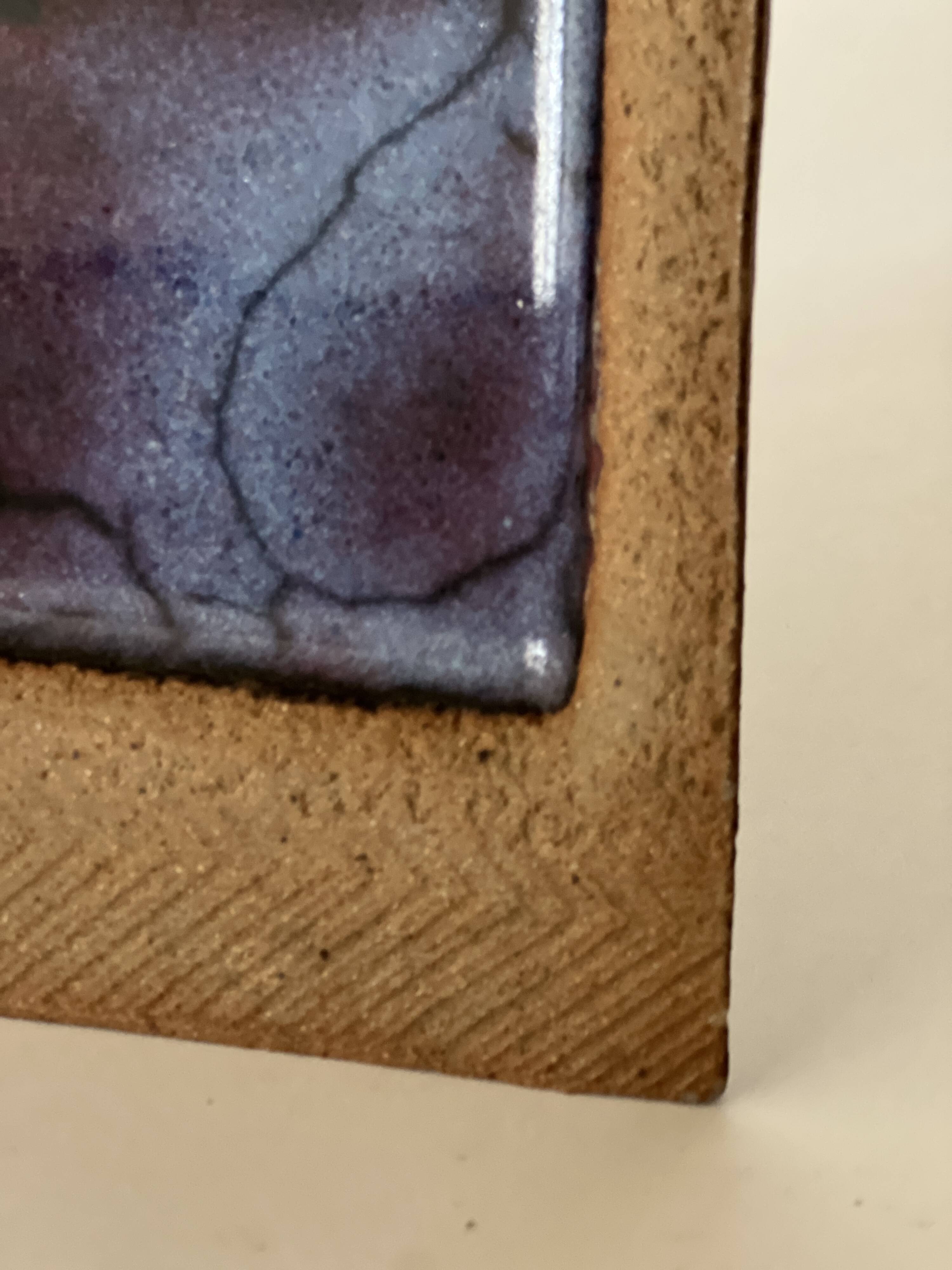 Square trinket dish in glazed ceramic, signed by F. Baudet, France 1970