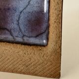 Square trinket dish in glazed ceramic, signed by F. Baudet, France 1970