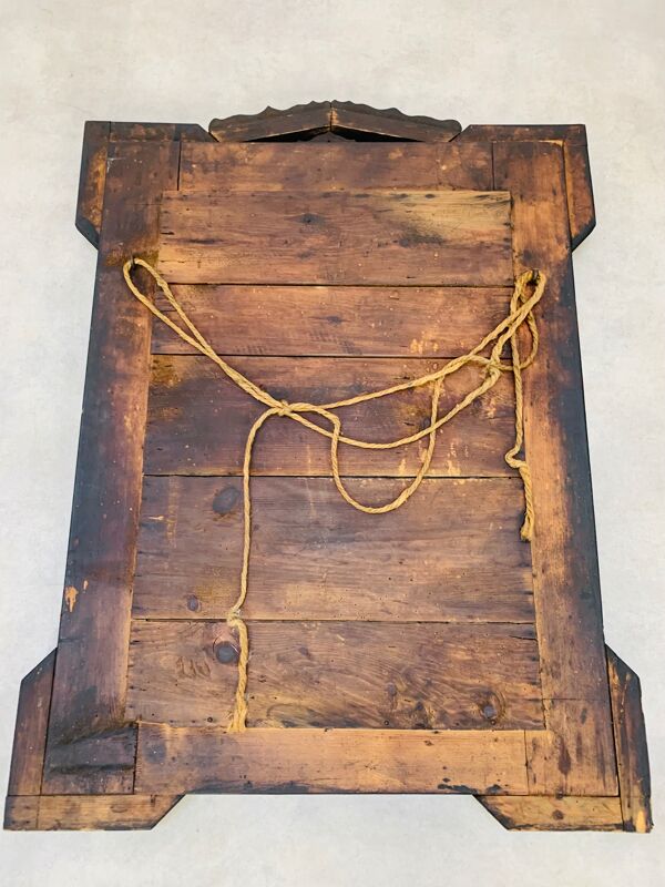 Miroir ''tramp art'' art populaire 103 x 76 cm
