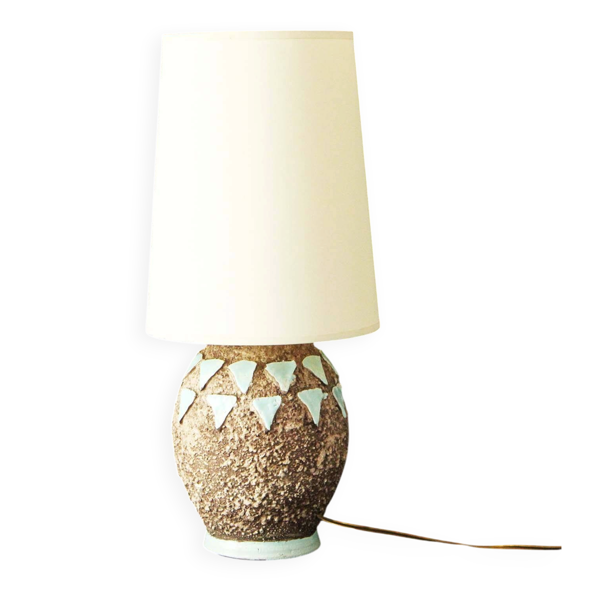 Art Deco ceramic table lamp base with blue patterns, 1920s/30s.