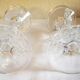 Pair of glass volute candlesticks