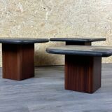 90s set of 3 brutal coffee tables with mosaic by Paul Kingma for Kneip