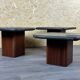 90s set of 3 brutal coffee tables with mosaic by Paul Kingma for Kneip
