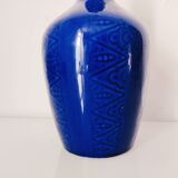 Blue vase geometric incised decoration