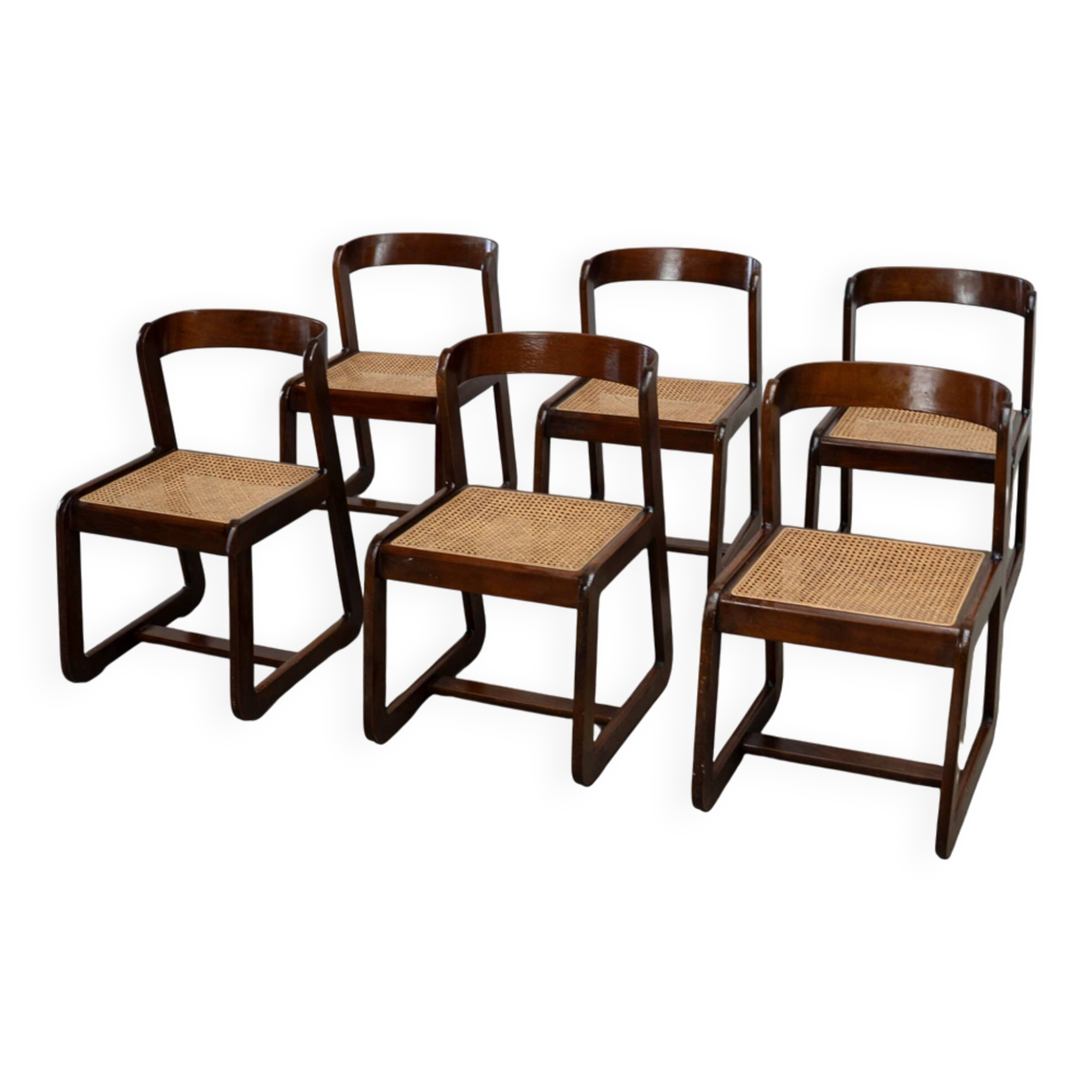 Set of six Italian dining chairs