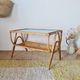 1960s rattan coffee table - blue top