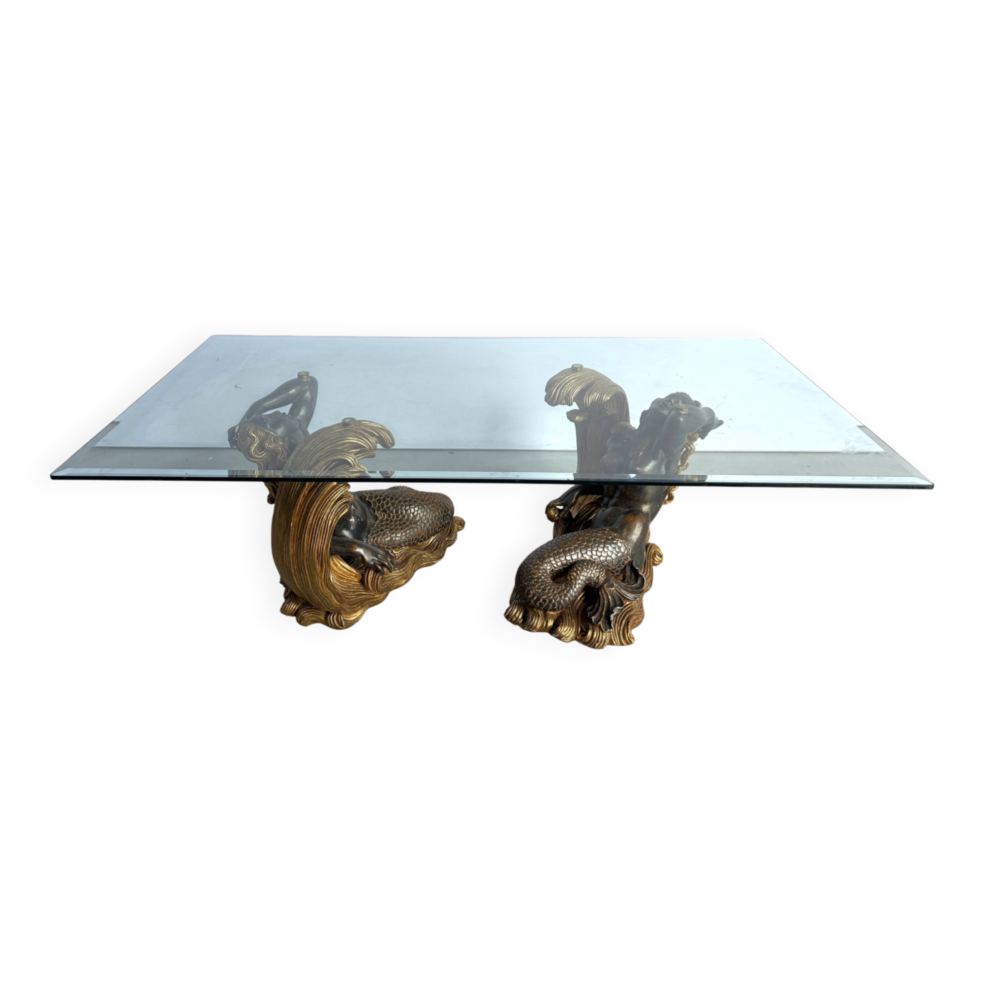 Vintage giltwood mermaid coffee table, 1960s