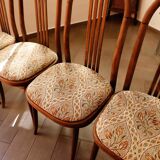 Set of four bentwood TON chairs from the 1970s with floral upholstery