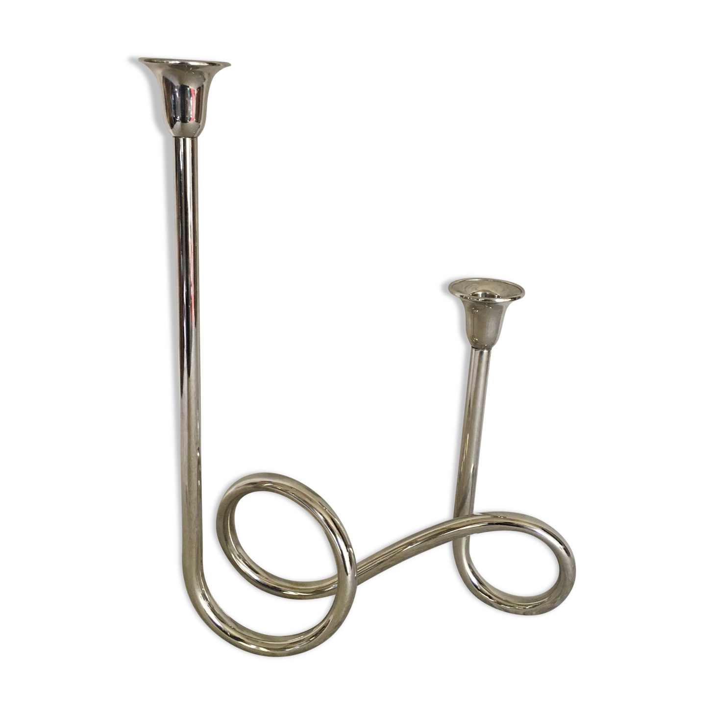 Twisted chrome metal candlestick