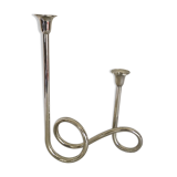Twisted chrome metal candlestick