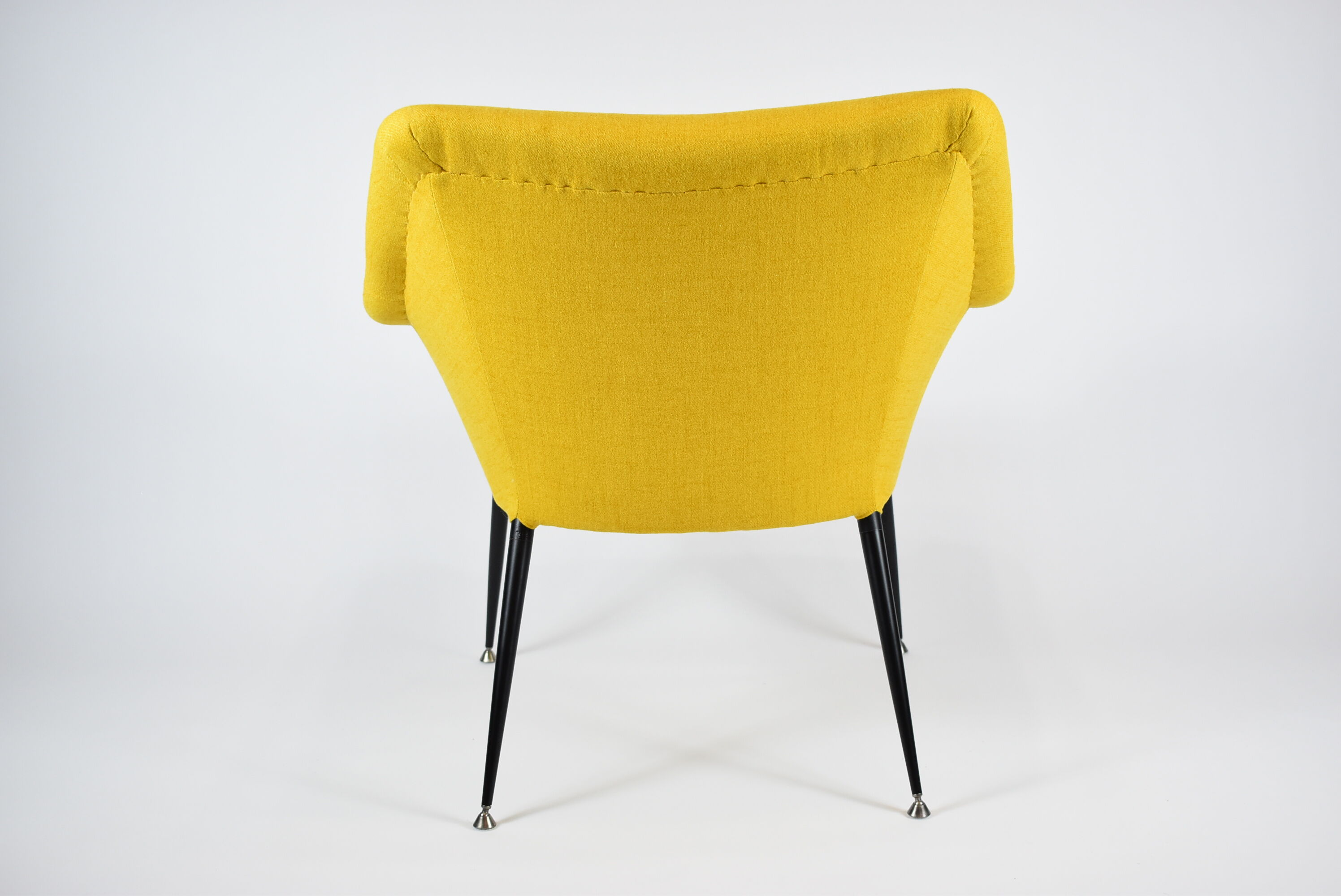 Mid-century armchair Shell, 1960s, NRD, yellow fabric, restored