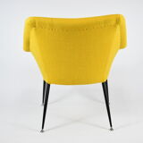 Mid-century armchair Shell, 1960s, NRD, yellow fabric, restored