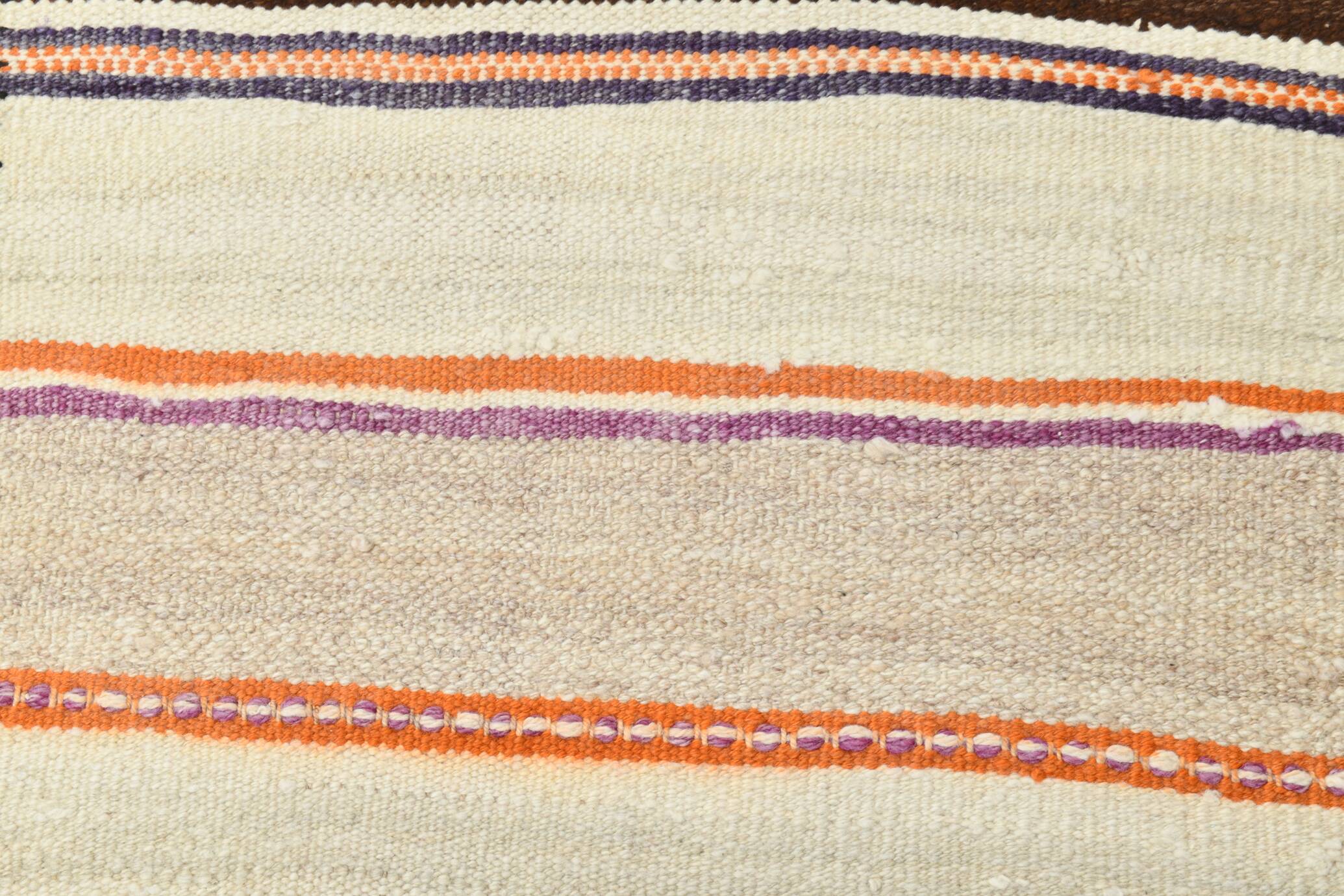 Mid Century Modern Striped Turkish Kilim Runner Rug, 75x337Cm