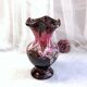 Seafoam tulipwood vase, brown and pink, Vallauris, signed PG