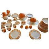 Heinrich Germany complete service in white and orange porcelain Space Age 1970