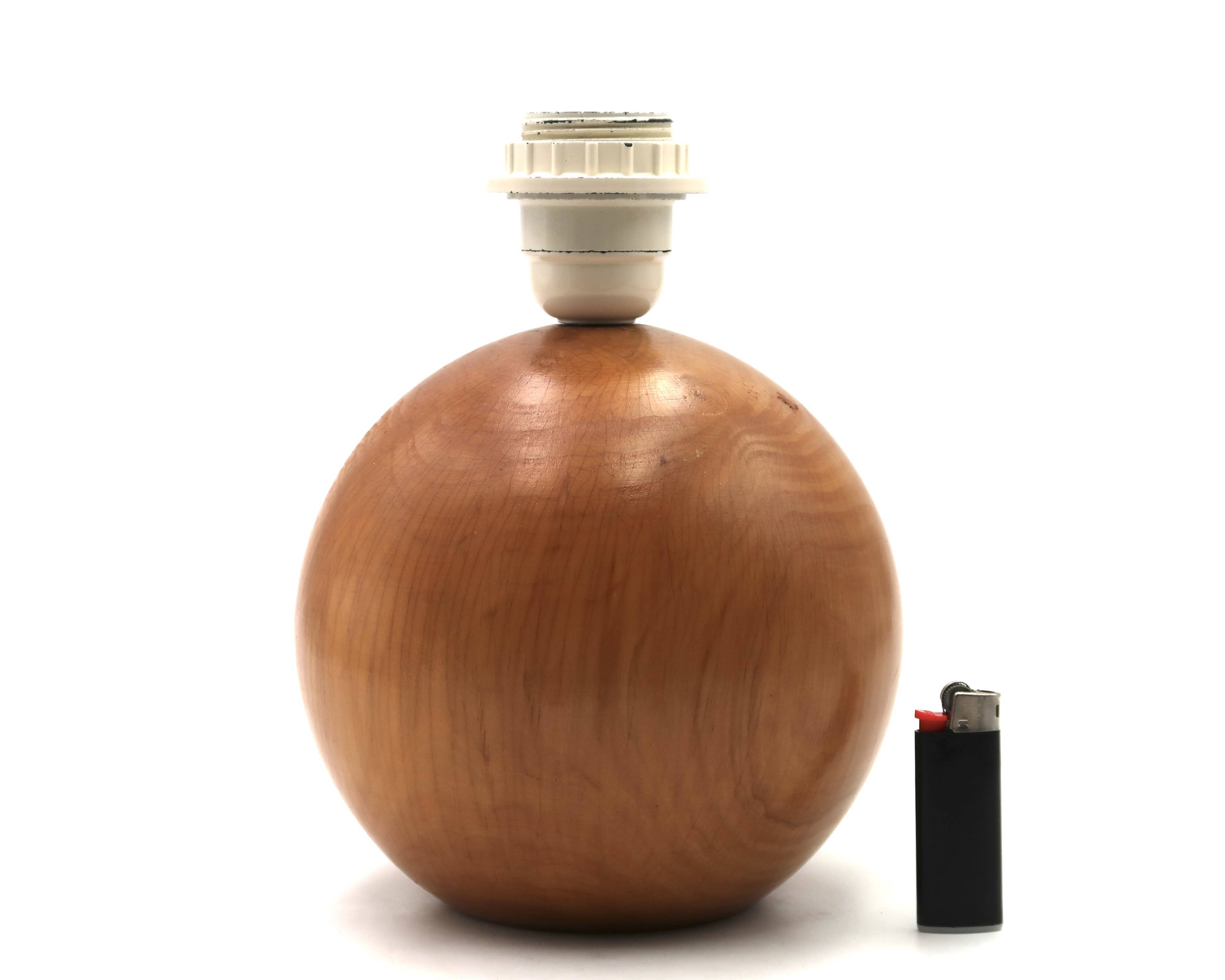 Blonde wooden ball lamp, 1970s