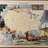 Old poster map of the United States from 1948 - JP Pinchon