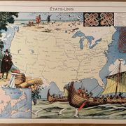 Old poster map of the United States from 1948 - JP Pinchon