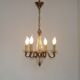 Mid-Century Bronze & Cut Glass 4-Light Chandelier with Fleur-de-Lys Detail