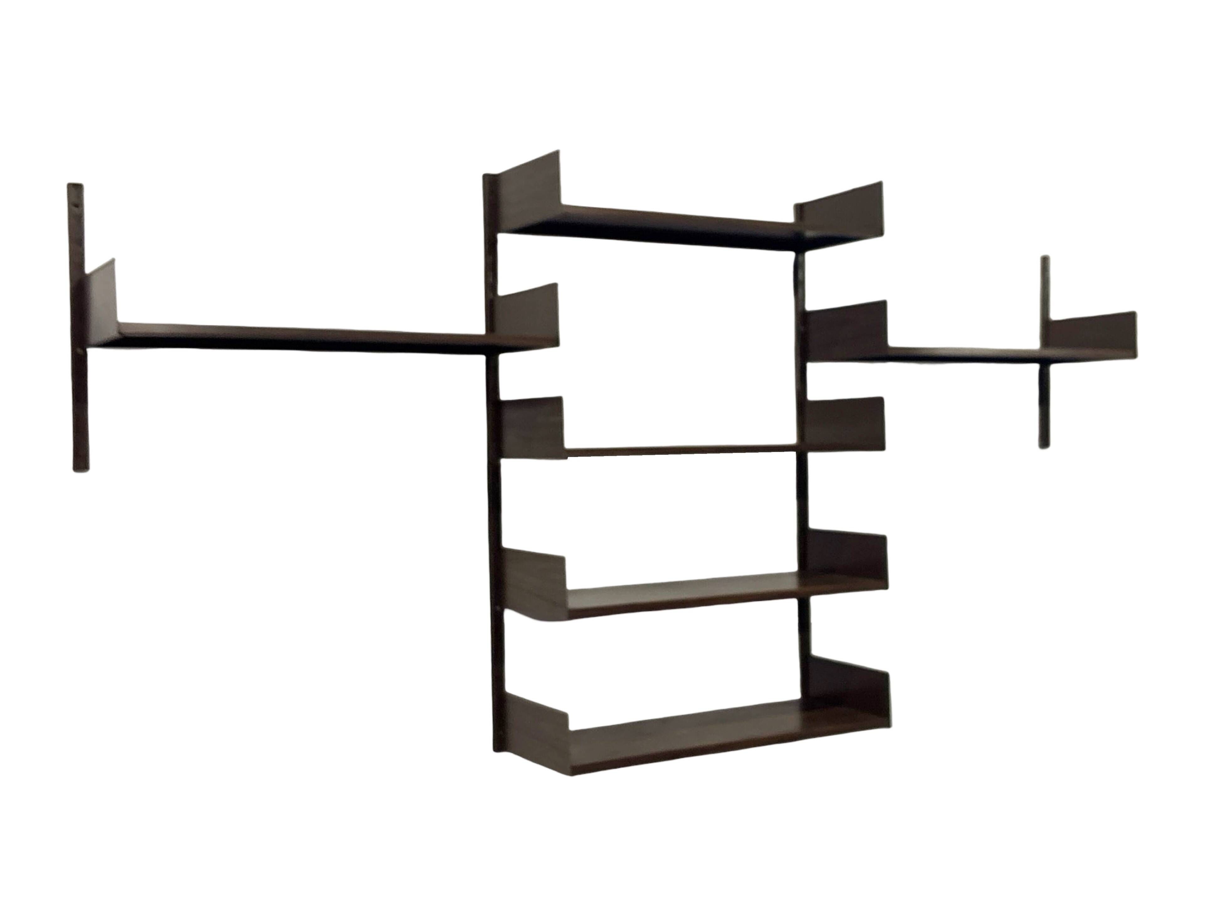 Étagère murale vintage en bois et métal, Danemark