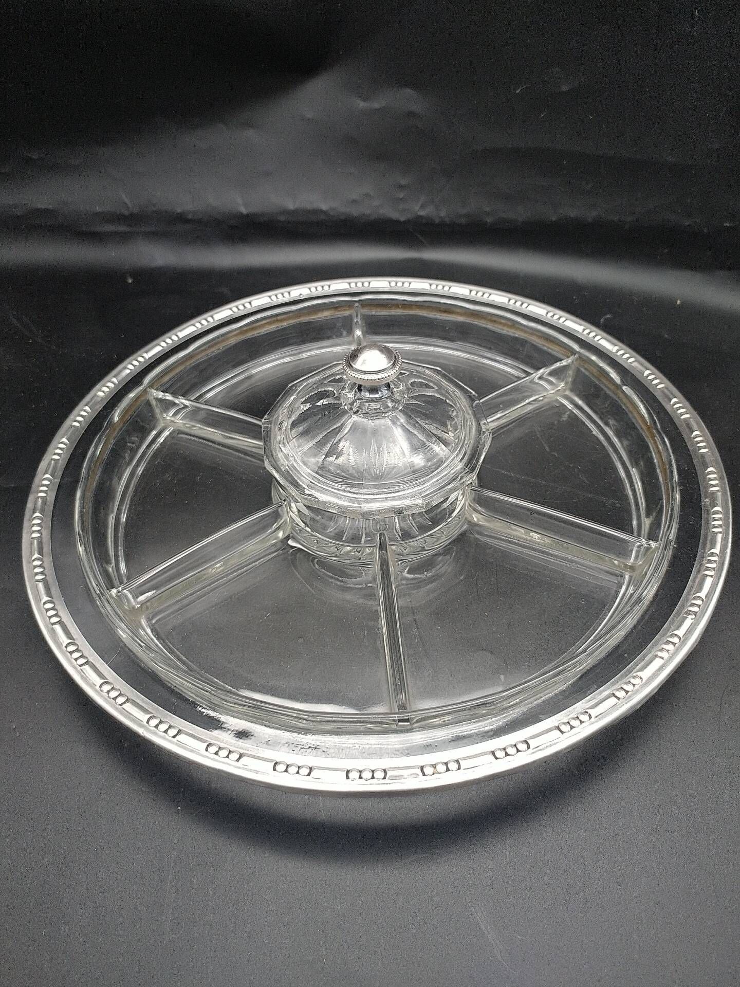 Art Deco servant in glass and solid silver.