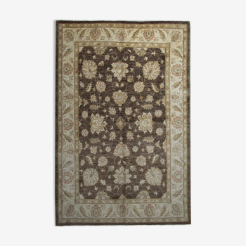 Brown Wool Rug Handmade Ziegler Carpet- 167x251cm