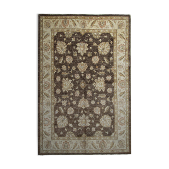 Brown Wool Rug Handmade Ziegler Carpet- 167x251cm