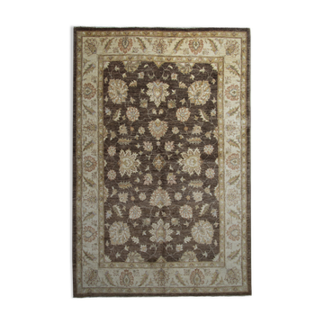 Brown Wool Rug Handmade Ziegler Carpet- 167x251cm