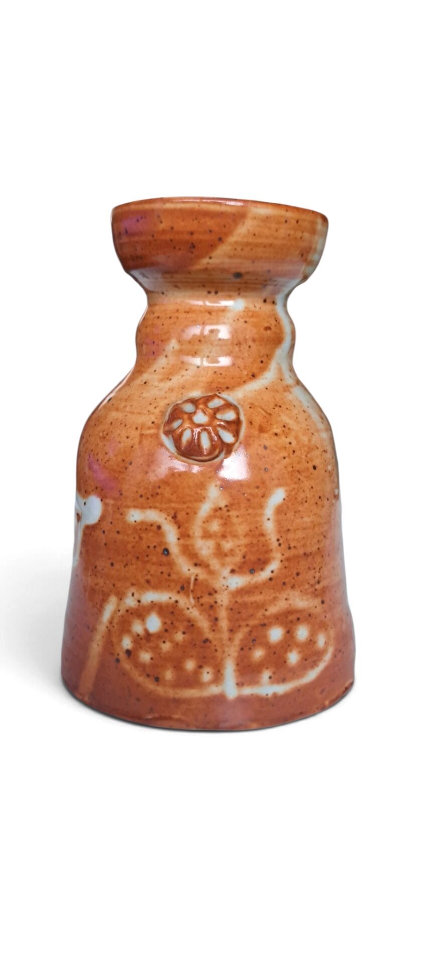 Artisanal Stoneware Vase Folk Art — Signed